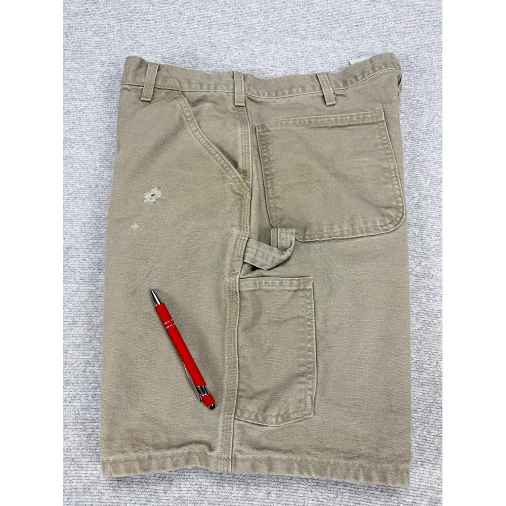 Carhartt‎ B28 DES Mens 36 Canvas Carpenter Shorts Desert Tan Distressed Workwear